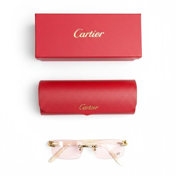 C Retro Rimless Rectangle Sunglasses Square Pink with Box main image 7